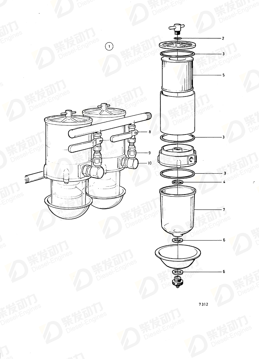 volvo penta Ball valve 847524 Drawing